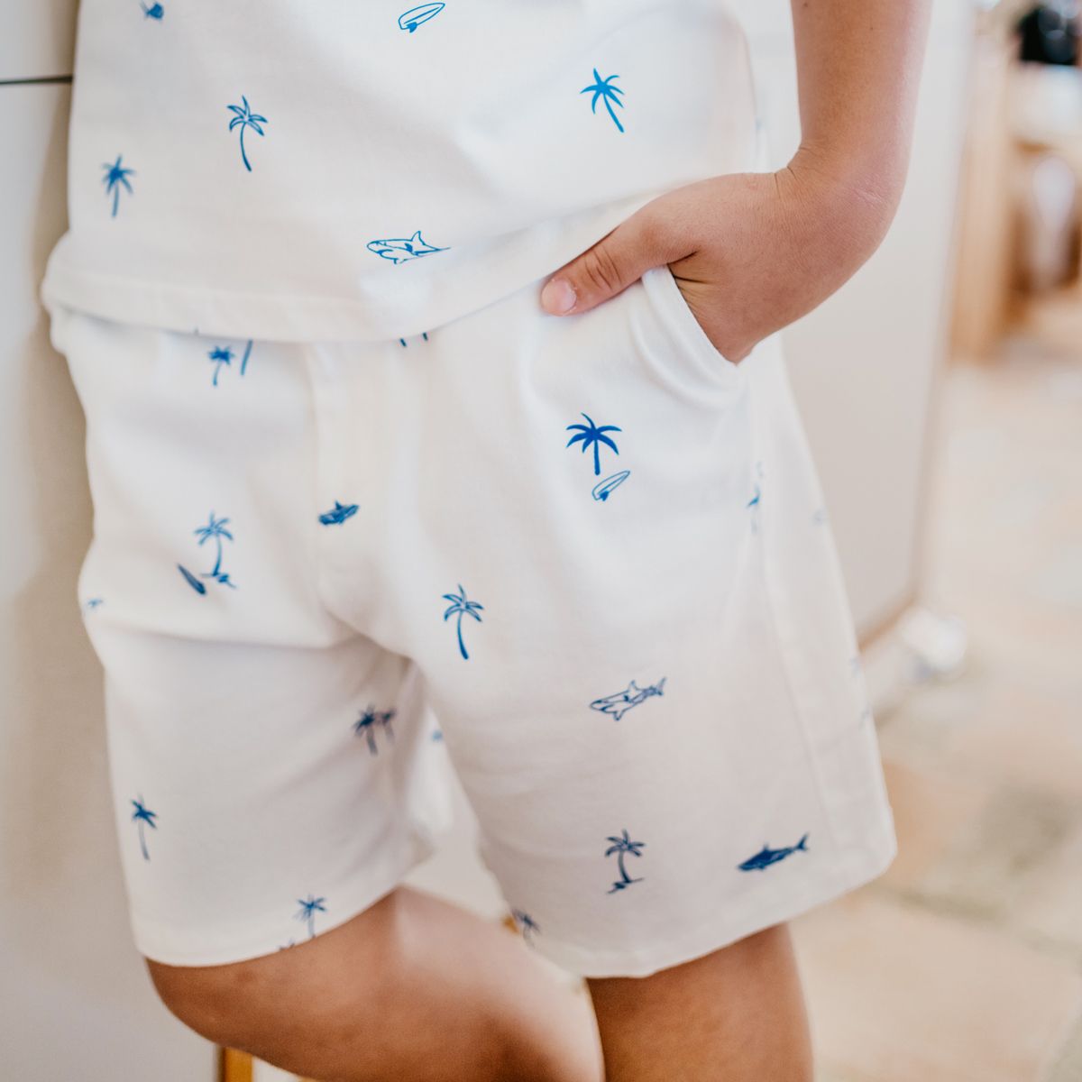 Resort Series - Bermuda Shorts with Adjustable Waistband in Surf Print by Le Petit Society