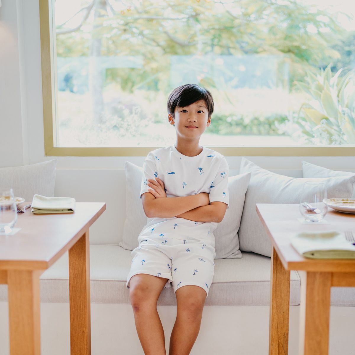 Resort Series - Bermuda Shorts with Adjustable Waistband in Surf Print by Le Petit Society - Image 2