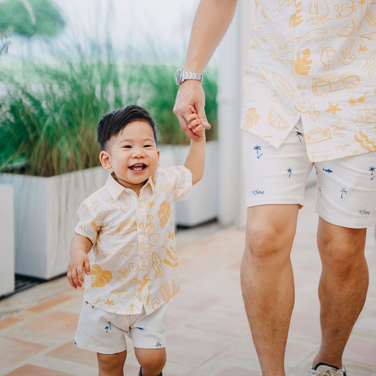 Resort Series - Bermuda Shorts with Adjustable Waistband in Surf Print by Le Petit Society - Image 4