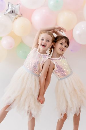 Flower Girl Series - Sequin Tutu Dress in Ivory by Le Petit Society