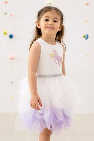 Party Series - Unicorn Tutu Dress in White/Lilac by Le Petit Society