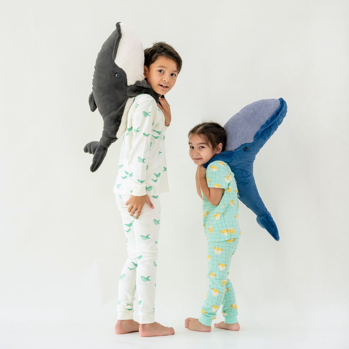 Kids Long Sleeve Organic Pyjamas Set in Whale Print by Le Petit Society - Image 3